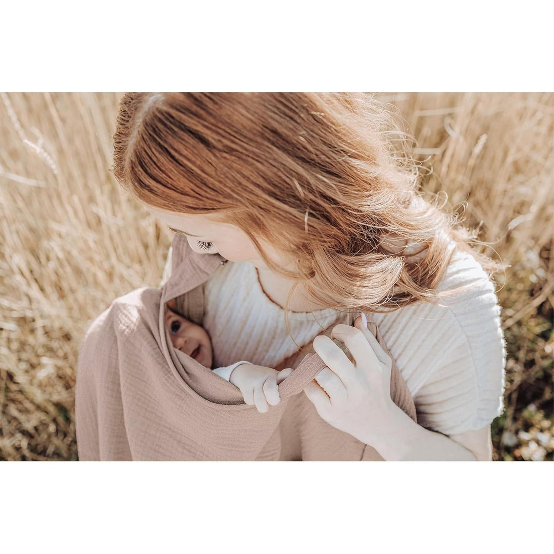 Konssy Muslin Nursing Cover Up for Breastfeeding with Rigid Hoop 100% Cotton Nursing Apron, Lightweight & Breathable, Carseat Canopy, Breast Feeding Covers for Women