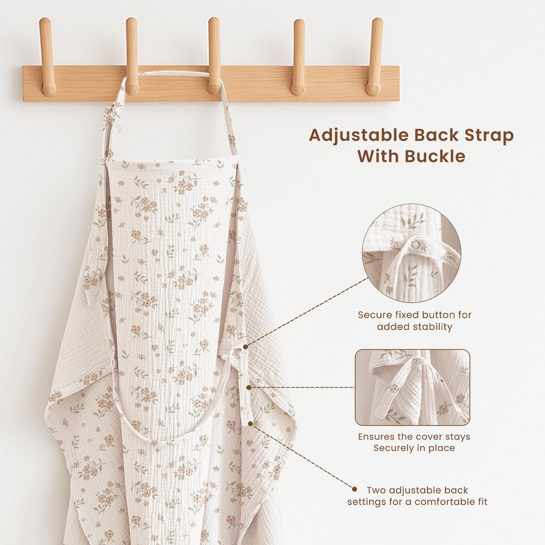 Konssy 2-Pack Muslin Nursing Cover Up for Breastfeeding Moms with Rigid Hoop, 100% Cotton, Lightweight & Breathable Breastfeeding Cover, Adjustable & Comfort