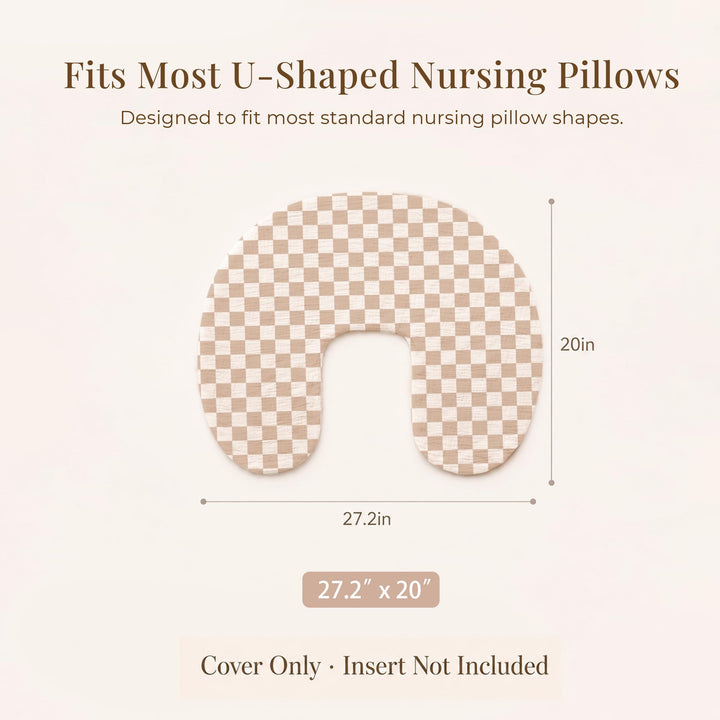 Konssy 2-Pack Muslin Nursing Pillow Covers, Floral Soft Slipcover for Baby Covers Only, 100% Cotton, Hidden Zipper, Washable, Breastfeeding Pillows Covers for Newborn Boys & Girls