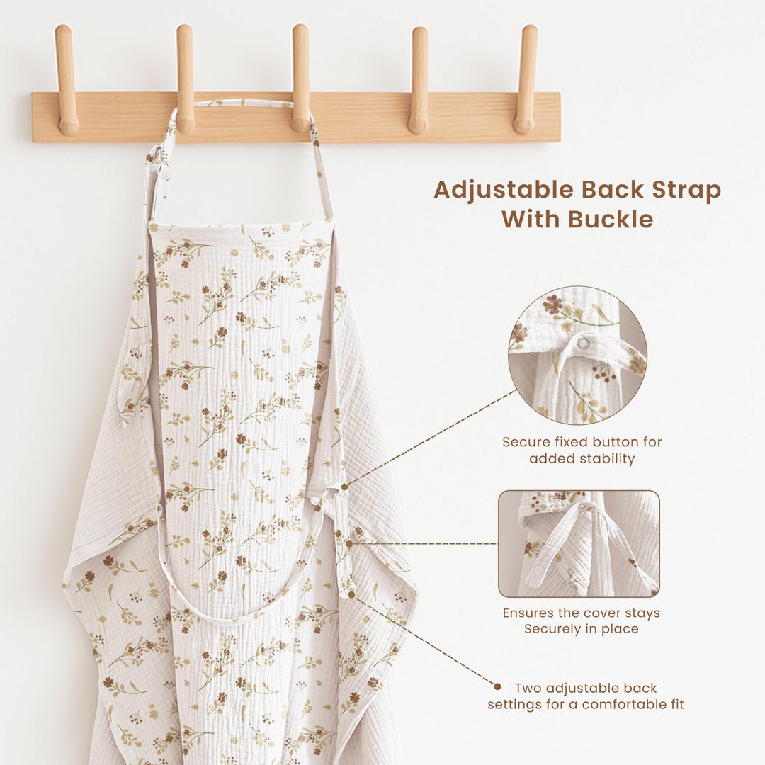 Konssy 2-Pack Muslin Nursing Cover Up for Breastfeeding Moms with Rigid Hoop, 100% Cotton, Lightweight & Breathable Breastfeeding Cover, Adjustable & Comfort