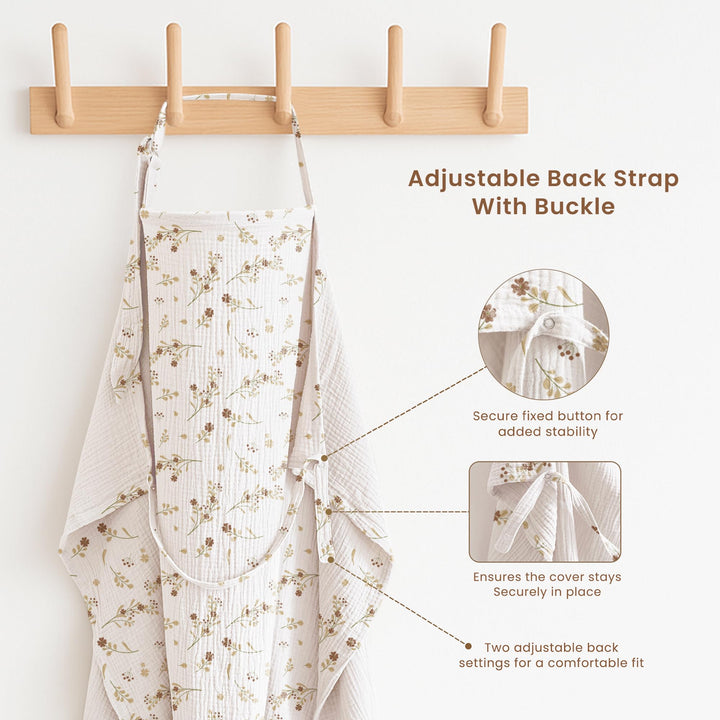 Konssy 2-Pack Muslin Nursing Cover Up for Breastfeeding Moms with Rigid Hoop, 100% Cotton, Lightweight & Breathable Breastfeeding Cover, Adjustable & Comfort