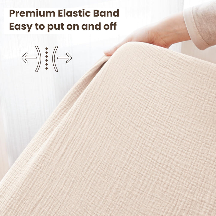 Konssy 2 Pack Muslin Crib Sheets for Baby Boys & Girls, 52" x 28" Fits Standard Crib Mattress, Premium 100% Cotton, Soft & Breathable, Neutral Design, 360° Full Elastic Fit