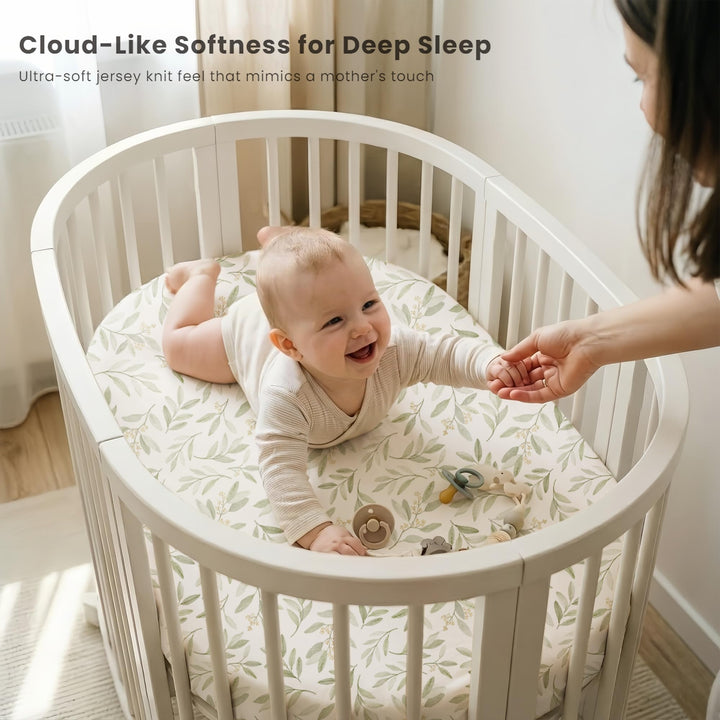 Konssy 3 Pack Stretchy Bassinet Sheets for Baby Girls and Boys, 32"x16" Silky-Soft & Breathable, Bassinet Mattress Sheet, Compatible with Halo Bassinest Swivel Sleeper, Graco, Snoo