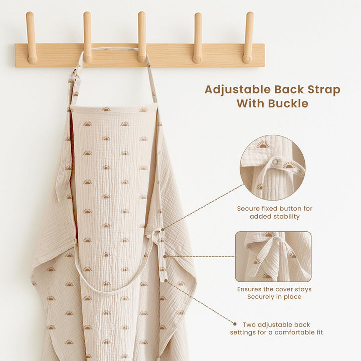 Konssy 2-Pack Muslin Nursing Cover Up for Breastfeeding Moms with Rigid Hoop, 100% Cotton, Lightweight & Breathable Breastfeeding Cover, Adjustable & Comfort