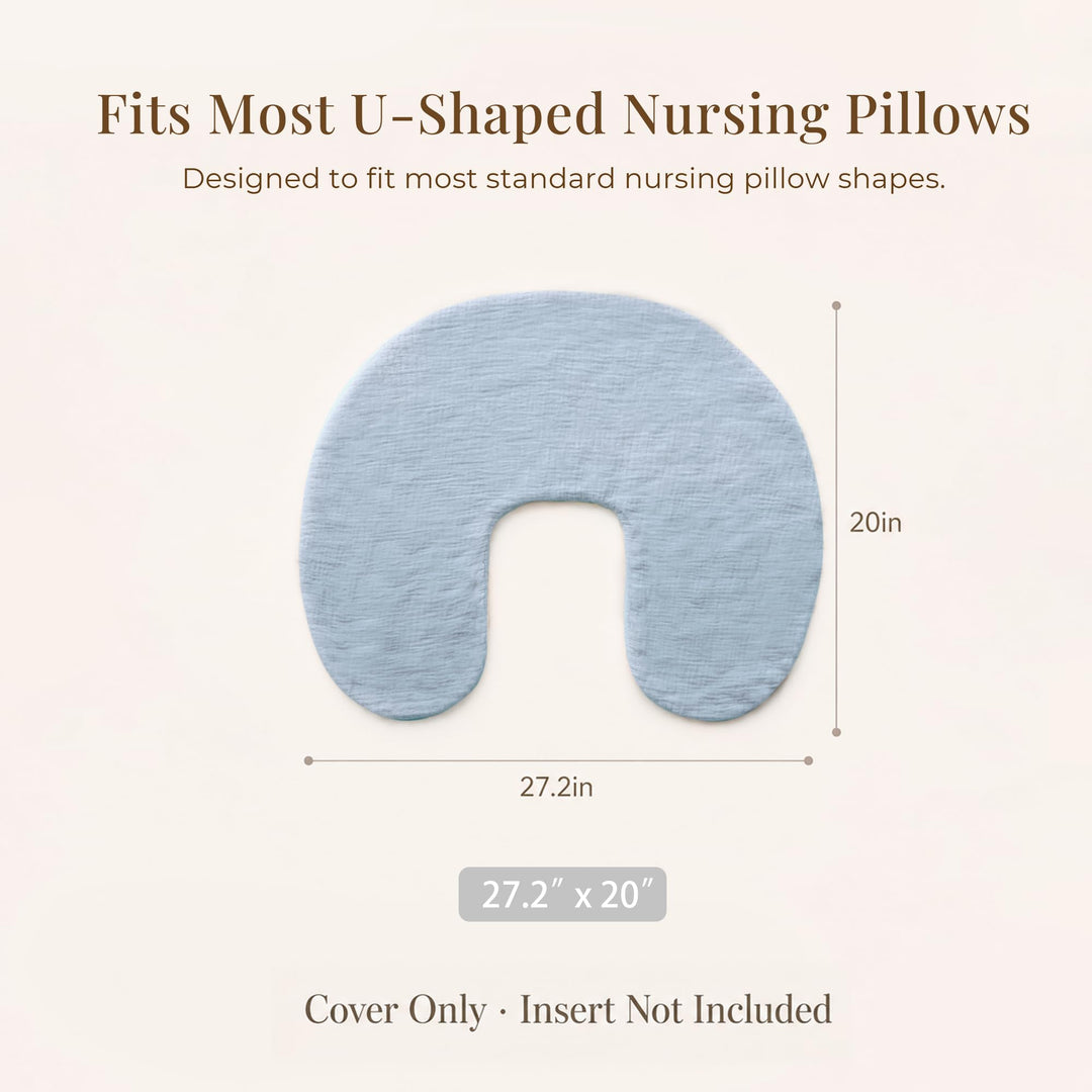 Konssy 2-Pack Muslin Nursing Pillow Covers, Floral Soft Slipcover for Baby Covers Only, 100% Cotton, Hidden Zipper, Washable, Breastfeeding Pillows Covers for Newborn Boys & Girls