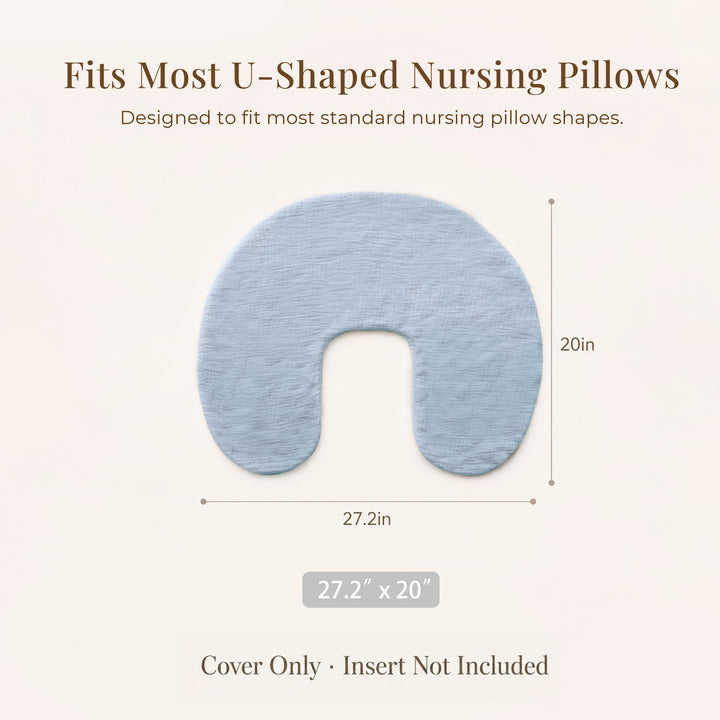 Konssy 2-Pack Muslin Nursing Pillow Covers, Floral Soft Slipcover for Baby Covers Only, 100% Cotton, Hidden Zipper, Washable, Breastfeeding Pillows Covers for Newborn Boys & Girls