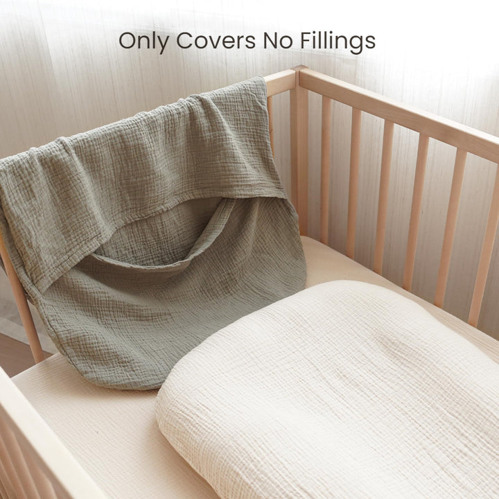 Konssy 2 Pack Muslin Baby Lounger Covers, Covers Only, 30.7" x 20" 100% Cotton, Soft & Breathable, Baby Nest Slipcover, Envelope Closure, Pre-Washed for Lasting Fit
