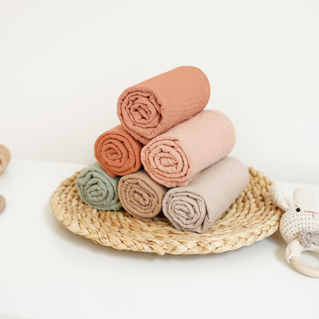 Konssy 6 Pack Large Muslin Baby Burp Cloths and Burp Rags Set for Newborn 100% Cotton, Super Soft & Absorbent, Shrink Resistant, Easy to Wash & Dry, Suitable for Unisex Boys & Girls