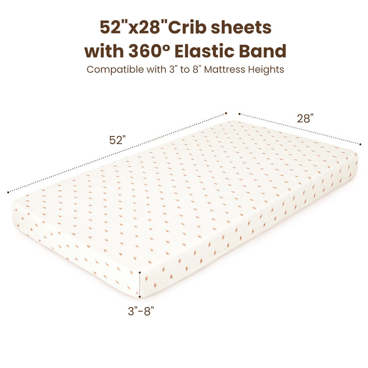Konssy 2 Pack Muslin Crib Sheets for Baby Boys & Girls, 52" x 28" Fits Standard Crib Mattress, Premium 100% Cotton, Soft & Breathable, Neutral Design, 360° Full Elastic Fit
