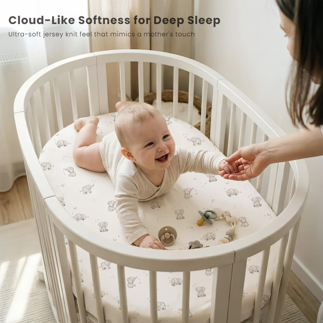 Konssy 3 Pack Stretchy Bassinet Sheets for Baby Girls and Boys, 32"x16" Silky-Soft & Breathable, Bassinet Mattress Sheet, Compatible with Halo Bassinest Swivel Sleeper, Graco, Snoo