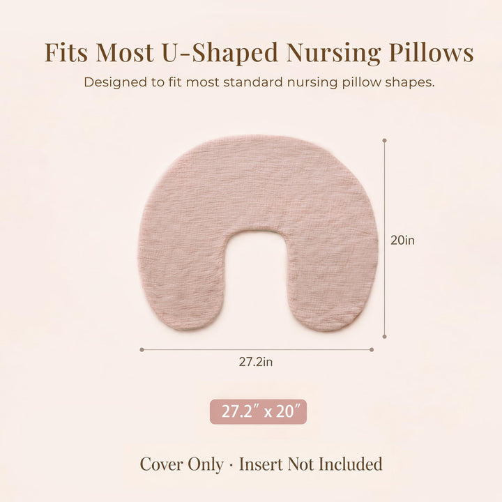 Konssy 2-Pack Muslin Nursing Pillow Covers, Floral Soft Slipcover for Baby Covers Only, 100% Cotton, Hidden Zipper, Washable, Breastfeeding Pillows Covers for Newborn Boys & Girls