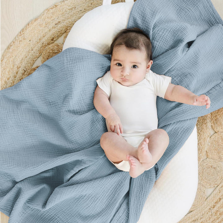 Konssy 3-Pack Muslin Baby Swaddle Blankets, 47 x 47 in Receiving Blankets Large Size, 100% Cotton, Ultra Soft & Breathable, Multi-Use Swaddles for Boys & Girls, from Newborn to Toddler
