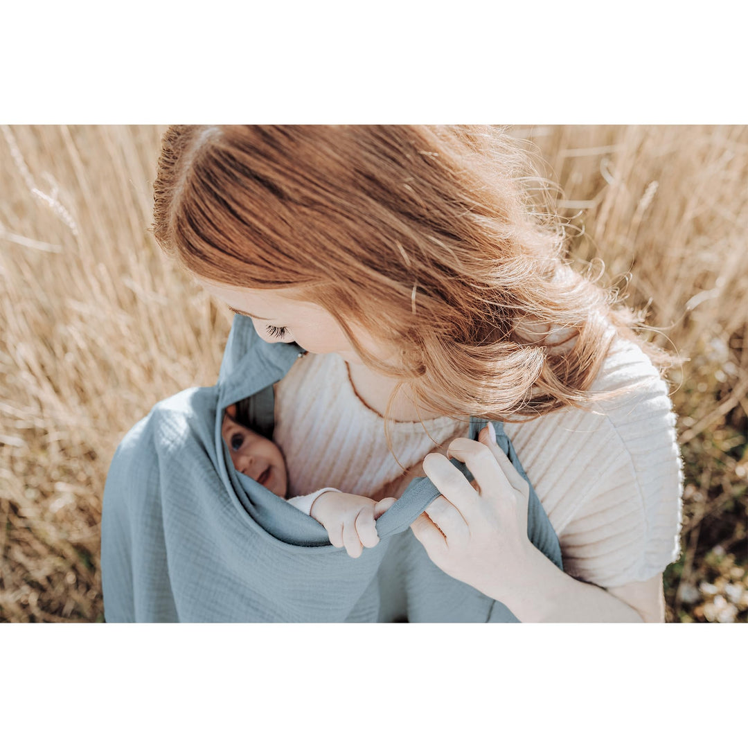 Konssy Muslin Nursing Cover Up for Breastfeeding with Rigid Hoop 100% Cotton Nursing Apron, Lightweight & Breathable, Carseat Canopy, Breast Feeding Covers for Women