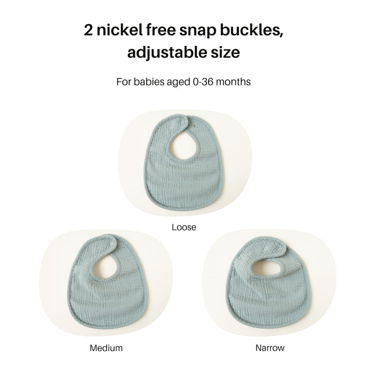 Konssy 6-Pack Muslin Cotton Baby Bibs for Drooling and Teething Soft Absorbent Front, Fleece Back Keeps Clothes Dry, Easy to Clean, Adjustable Fit for Boys & Girls Ages 0-36 Months