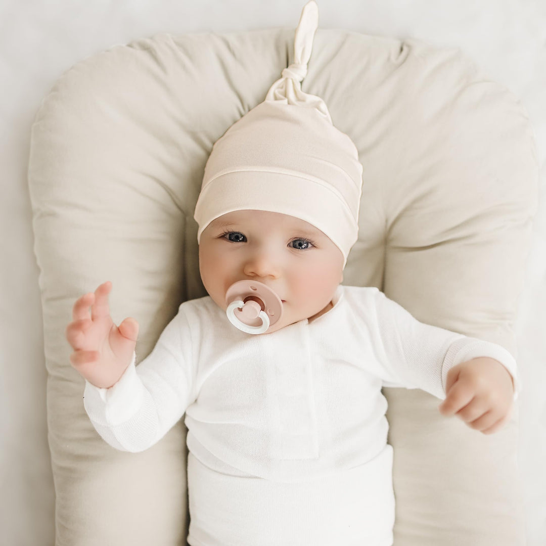 Konssy Baby Newborn Beanie Hat for Infant Girl Boy 0-6 Months Knot Sleepy Baby Hats, Buttery Soft & Stretchy Fabric, Preemie & Newborn Hospital Hat, for All Season