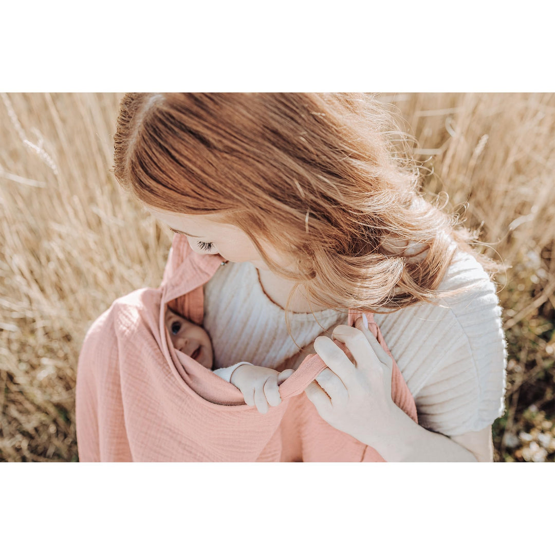 Konssy Muslin Nursing Cover Up for Breastfeeding with Rigid Hoop 100% Cotton Nursing Apron, Lightweight & Breathable, Carseat Canopy, Breast Feeding Covers for Women