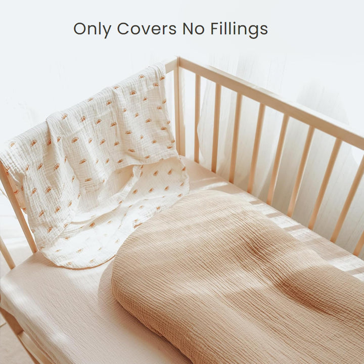 Konssy 2 Pack Muslin Baby Lounger Covers, Covers Only, 30.7" x 20" 100% Cotton, Soft & Breathable, Baby Nest Slipcover, Envelope Closure, Pre-Washed for Lasting Fit