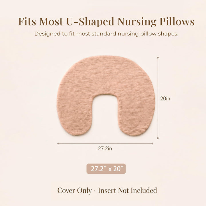 Konssy 2-Pack Muslin Nursing Pillow Covers, Floral Soft Slipcover for Baby Covers Only, 100% Cotton, Hidden Zipper, Washable, Breastfeeding Pillows Covers for Newborn Boys & Girls