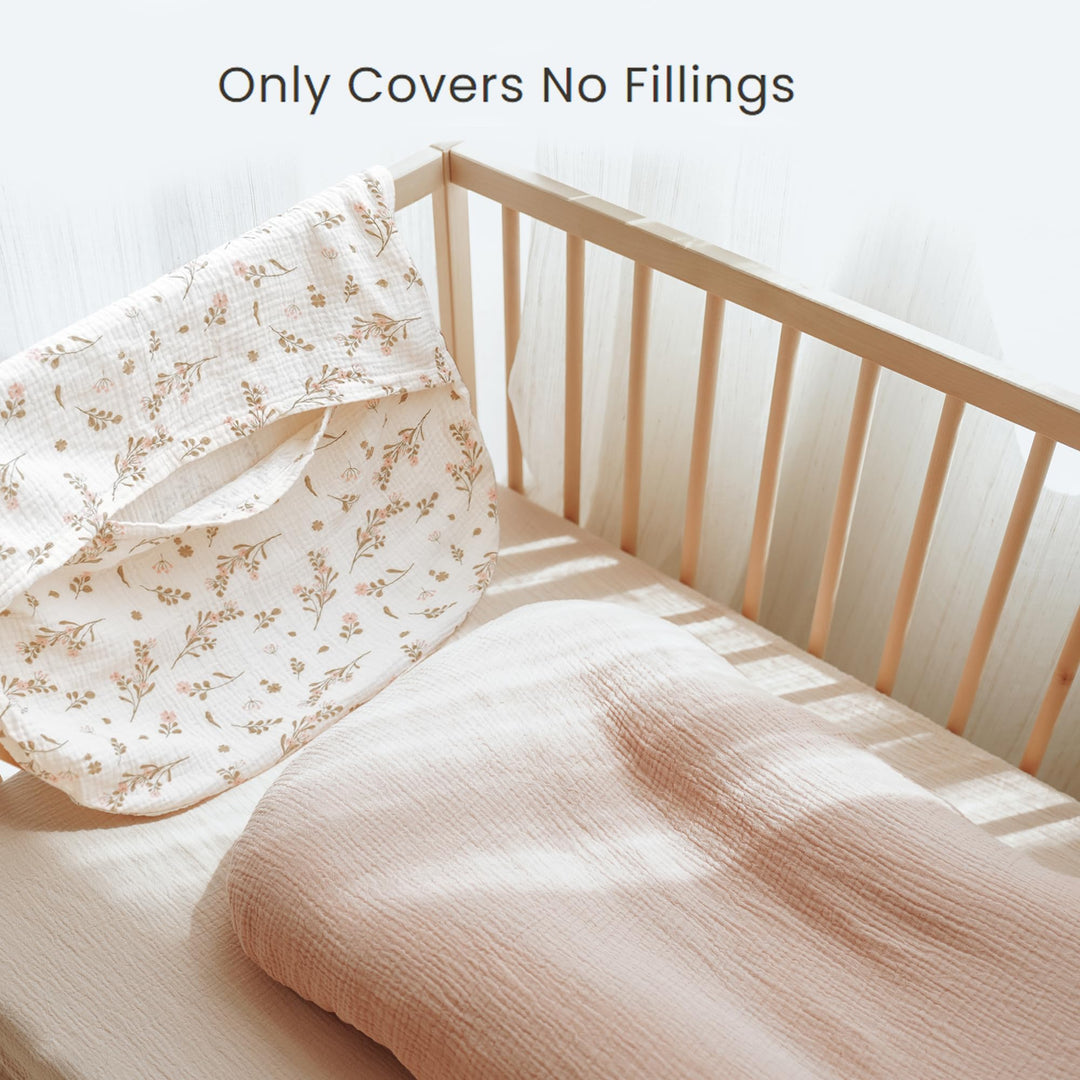 Konssy 2 Pack Muslin Baby Lounger Covers, Covers Only, 30.7" x 20" 100% Cotton, Soft & Breathable, Baby Nest Slipcover, Envelope Closure, Pre-Washed for Lasting Fit