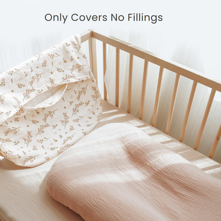 Konssy 2 Pack Muslin Baby Lounger Covers, Covers Only, 30.7" x 20" 100% Cotton, Soft & Breathable, Baby Nest Slipcover, Envelope Closure, Pre-Washed for Lasting Fit
