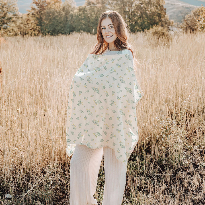 Konssy Muslin Nursing Cover Up for Breastfeeding with Rigid Hoop 100% Cotton Nursing Apron, Lightweight & Breathable, Carseat Canopy, Breast Feeding Covers for Women