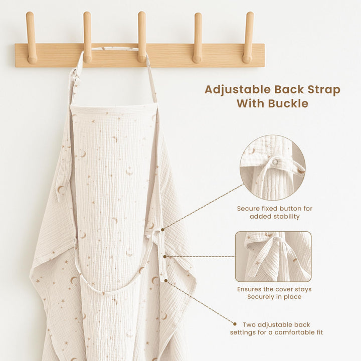 Konssy 2-Pack Muslin Nursing Cover Up for Breastfeeding Moms with Rigid Hoop, 100% Cotton, Lightweight & Breathable Breastfeeding Cover, Adjustable & Comfort