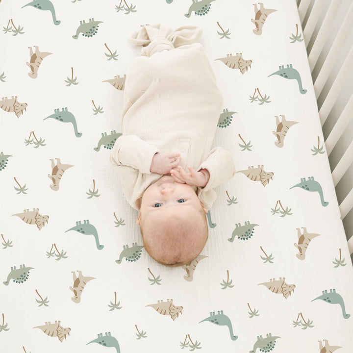 Konssy 2 Pack Muslin Crib Sheets for Baby Boys & Girls, 52" x 28" Fits Standard Crib Mattress, Premium 100% Cotton, Soft & Breathable, Neutral Design, 360° Full Elastic Fit
