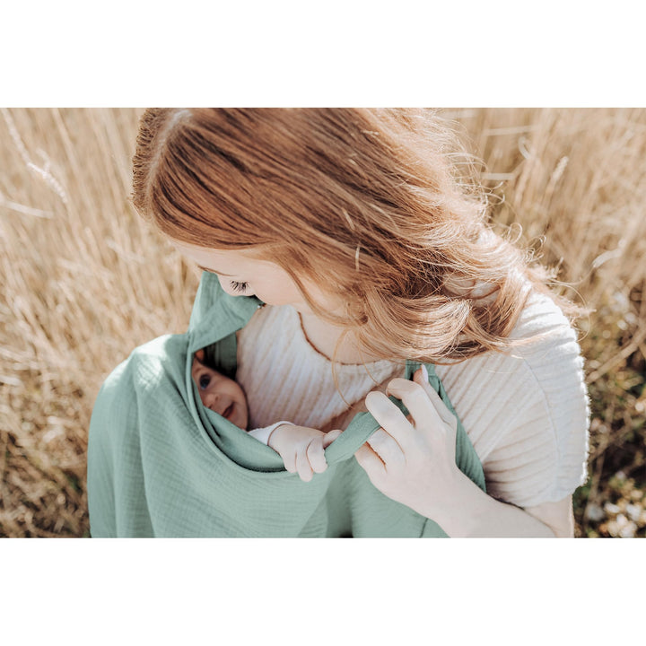 Konssy Muslin Nursing Cover Up for Breastfeeding with Rigid Hoop 100% Cotton Nursing Apron, Lightweight & Breathable, Carseat Canopy, Breast Feeding Covers for Women