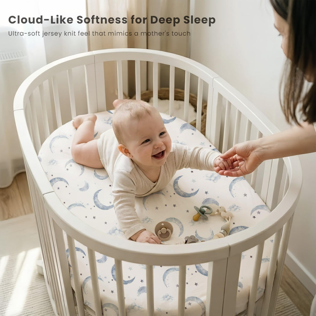 Konssy 3 Pack Stretchy Bassinet Sheets for Baby Girls and Boys, 32"x16" Silky-Soft & Breathable, Bassinet Mattress Sheet, Compatible with Halo Bassinest Swivel Sleeper, Graco, Snoo