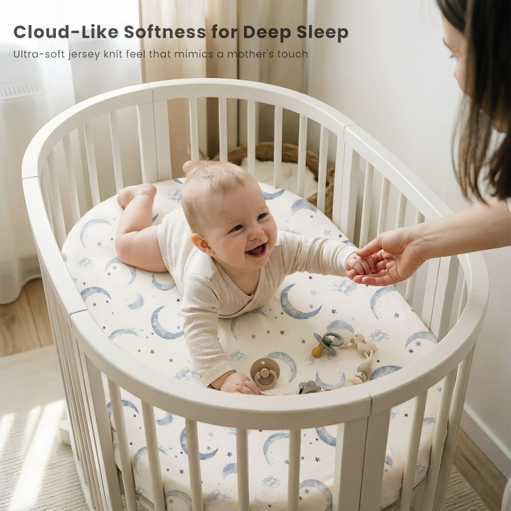 Konssy 3 Pack Stretchy Bassinet Sheets for Baby Girls and Boys, 32"x16" Silky-Soft & Breathable, Bassinet Mattress Sheet, Compatible with Halo Bassinest Swivel Sleeper, Graco, Snoo