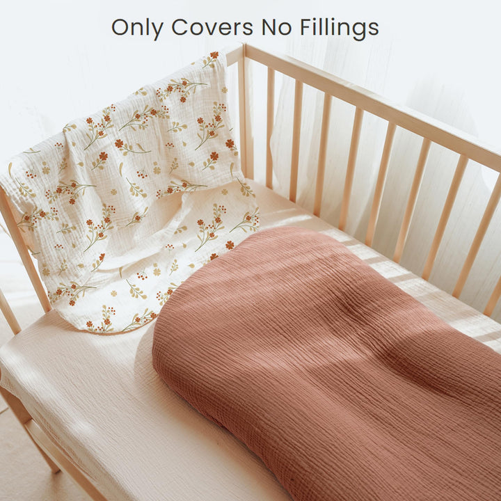 Konssy 2 Pack Muslin Baby Lounger Covers, Covers Only, 30.7" x 20" 100% Cotton, Soft & Breathable, Baby Nest Slipcover, Envelope Closure, Pre-Washed for Lasting Fit
