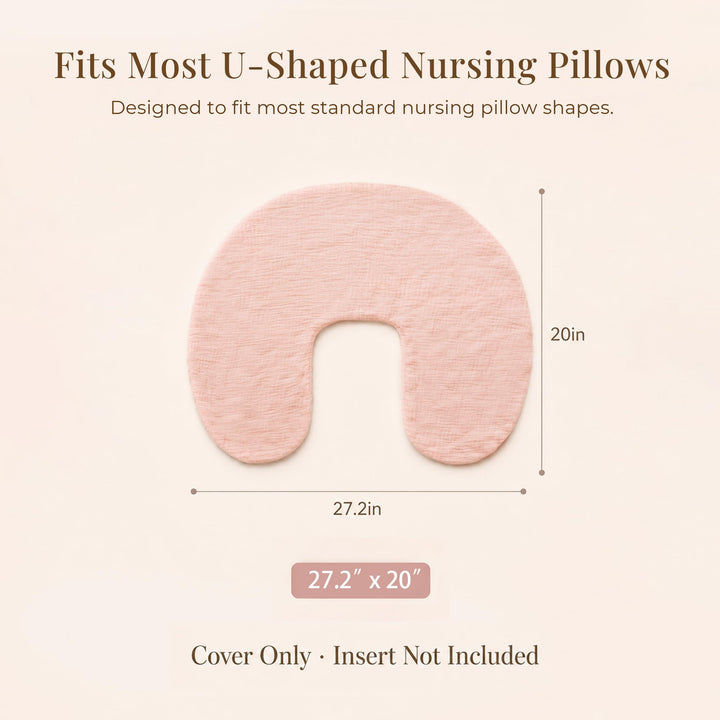 Konssy 2-Pack Muslin Nursing Pillow Covers, Floral Soft Slipcover for Baby Covers Only, 100% Cotton, Hidden Zipper, Washable, Breastfeeding Pillows Covers for Newborn Boys & Girls