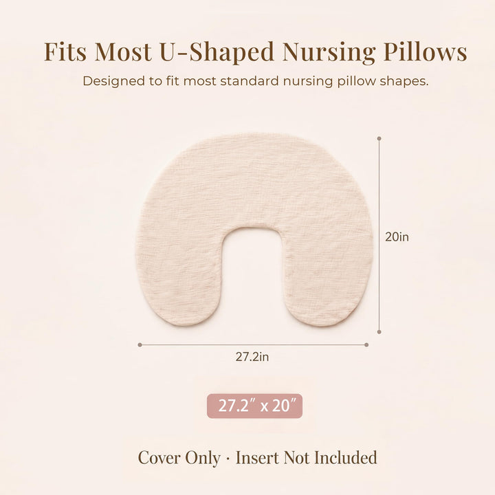 Konssy 2-Pack Muslin Nursing Pillow Covers, Floral Soft Slipcover for Baby Covers Only, 100% Cotton, Hidden Zipper, Washable, Breastfeeding Pillows Covers for Newborn Boys & Girls