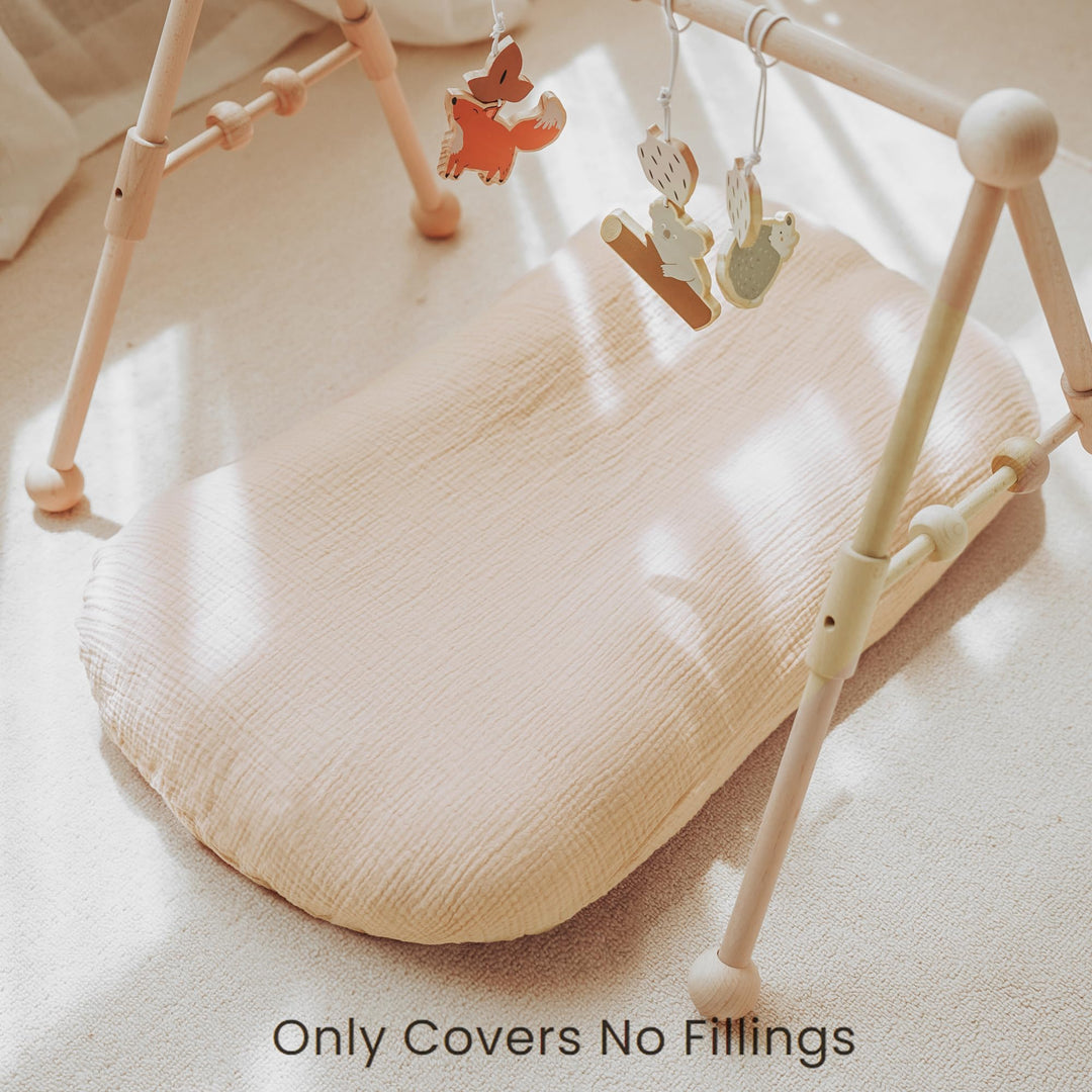 Konssy 2 Pack Muslin Baby Lounger Covers, Covers Only, 30.7" x 20" 100% Cotton, Soft & Breathable, Baby Nest Slipcover, Envelope Closure, Pre-Washed for Lasting Fit