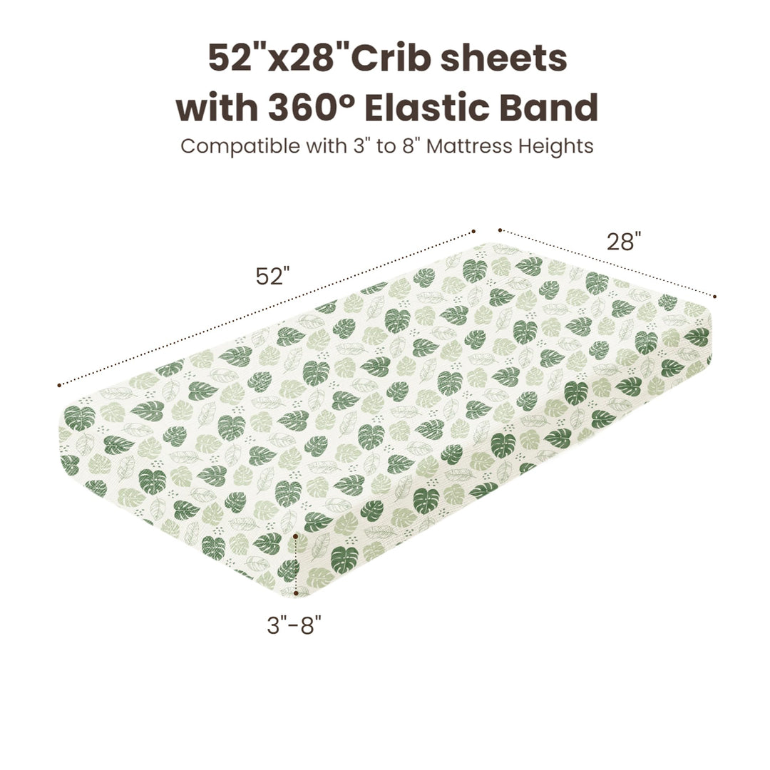 Konssy 2 Pack Muslin Crib Sheets for Baby Boys & Girls, 52" x 28" Fits Standard Crib Mattress, Premium 100% Cotton, Soft & Breathable, Neutral Design, 360° Full Elastic Fit