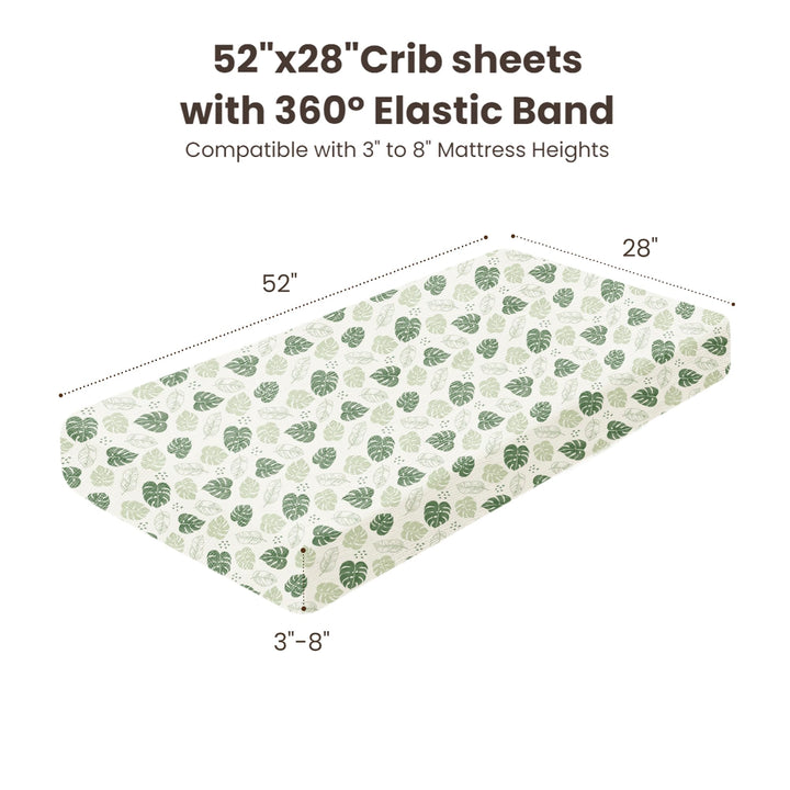 Konssy 2 Pack Muslin Crib Sheets for Baby Boys & Girls, 52" x 28" Fits Standard Crib Mattress, Premium 100% Cotton, Soft & Breathable, Neutral Design, 360° Full Elastic Fit