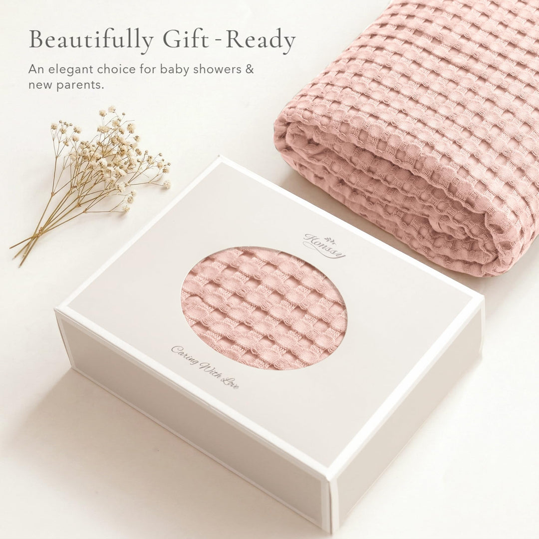 Konssy Waffle Baby Blanket for Boys & Girls, Soft Newborn Swaddle Blanket Waffle Knit, Cozy Crib Blanket Neutral for Nursery, Stroller & Toddler Bed, Machine Washable, 41" x 37"
