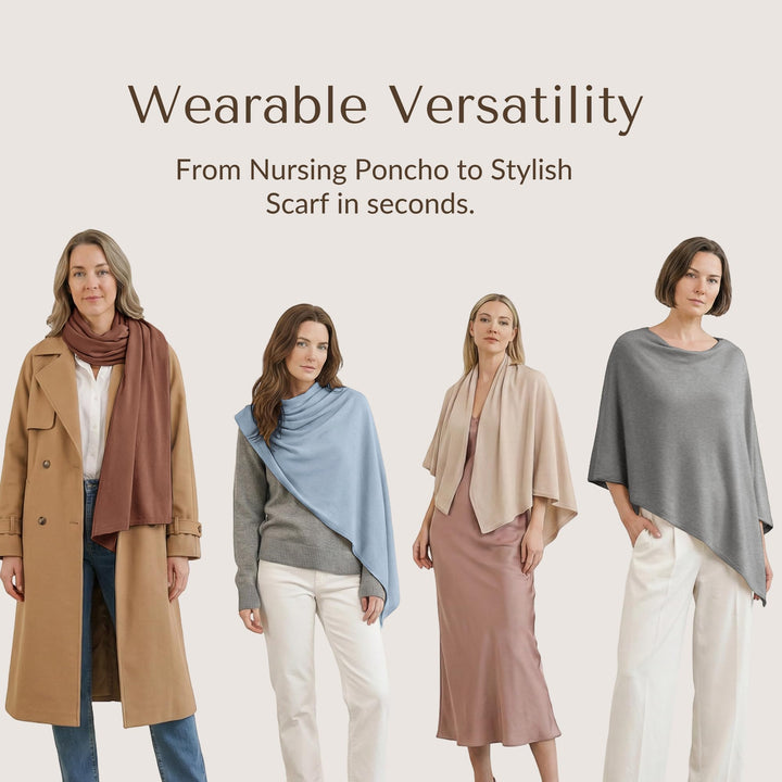Konssy Rayon Made from Bamboo Nursing Cover for Breastfeeding Buttery Soft, Breathable & Stretchy, Wearable Nursing Poncho, Multi-Use Car Seat Canopy, 360° Full Privacy