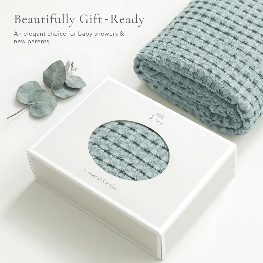 Konssy Waffle Baby Blanket for Boys & Girls, Soft Newborn Swaddle Blanket Waffle Knit, Cozy Crib Blanket Neutral for Nursery, Stroller & Toddler Bed, Machine Washable, 41" x 37"