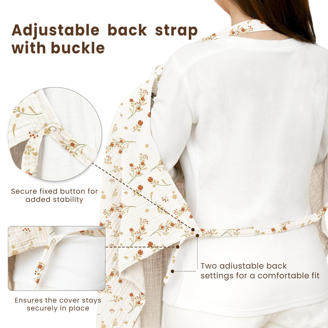 Konssy Muslin Nursing Cover Up for Breastfeeding with Rigid Hoop 100% Cotton Nursing Apron, Lightweight & Breathable, Carseat Canopy, Breast Feeding Covers for Women