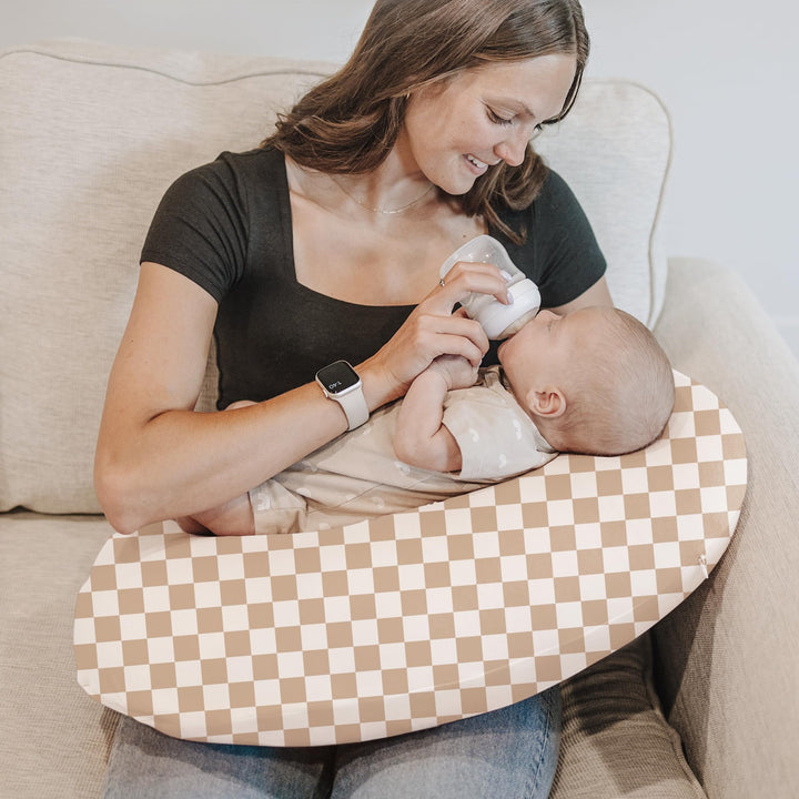 Konssy 2 Pack Nursing Pillow Covers, Soft Stretchy Cover for Breastfeeding Covers Only, Milk Silk Fabric, Breathable & Machine Washable, Slipcovers for Newborn Baby Boy Girl,