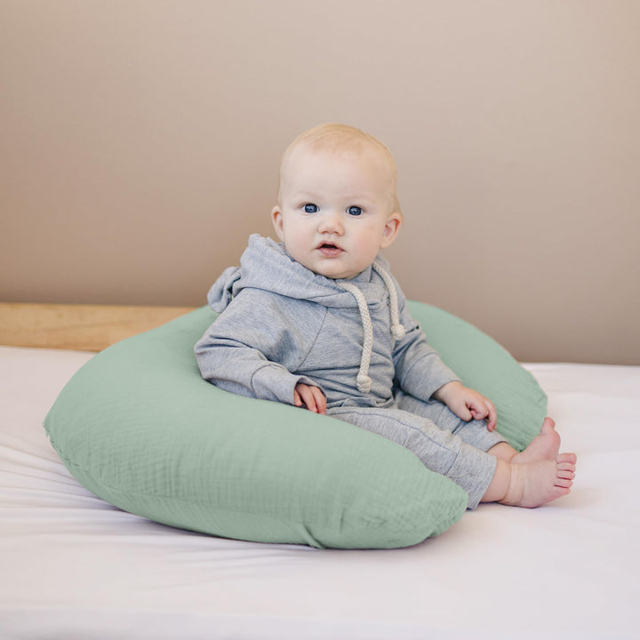 Konssy 2-Pack 100% Cotton Muslin Nursing Pillow Covers, Soft Cover for Baby Covers Only, Breastfeeding Pillows Slipcovers for Baby Boys & Girls, Hidden Zipper, Machine Washable,