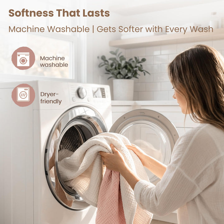 Konssy 2-Pack 100% Muslin Cotton Hooded Baby Bath Towels for Boys and Girls 32 x 32 In, Ultra-Soft & Absorbent, Bath Towels With Hooded for Infants Newborns Toddlers, Machine Washable