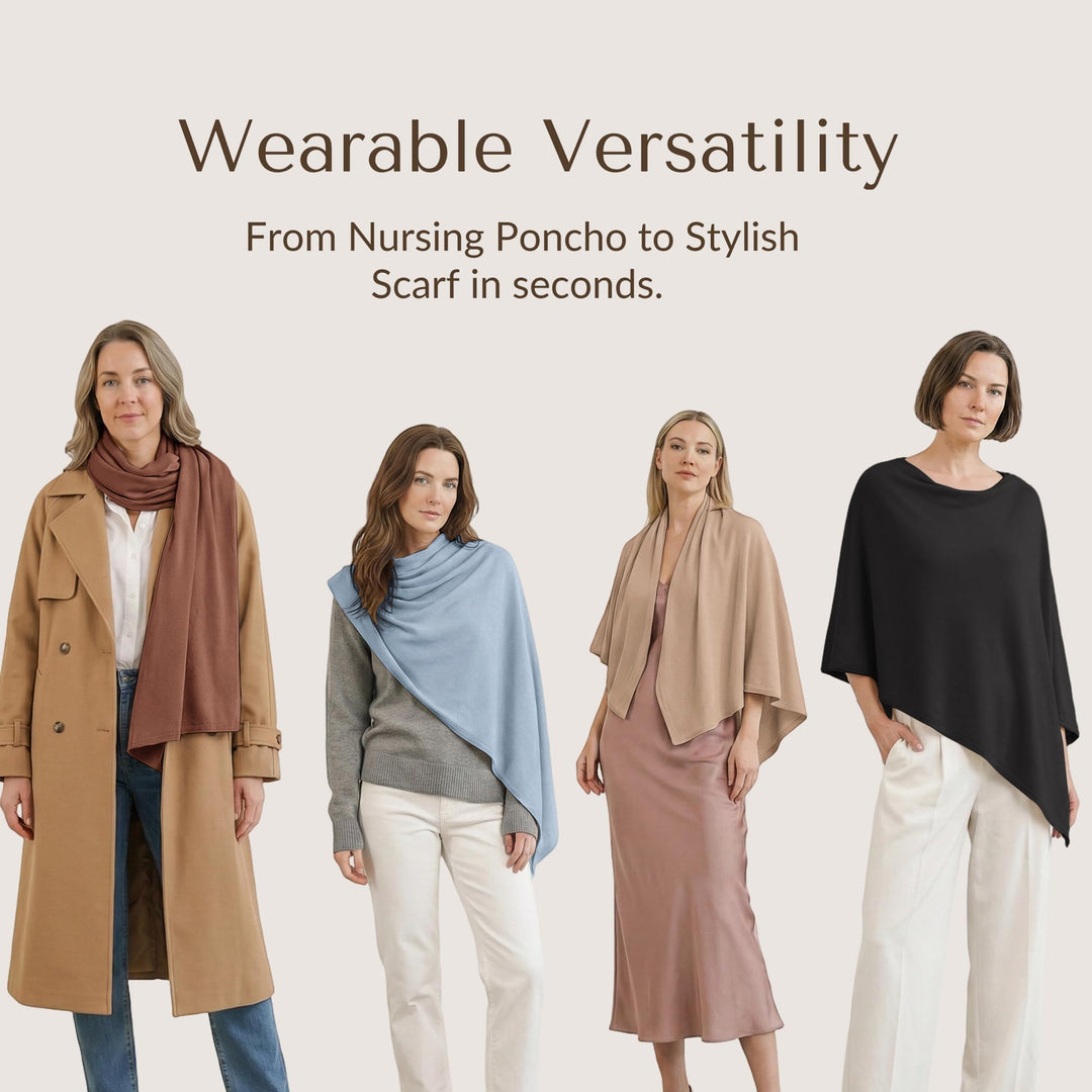 Konssy Rayon Made from Bamboo Nursing Cover for Breastfeeding Buttery Soft, Breathable & Stretchy, Wearable Nursing Poncho, Multi-Use Car Seat Canopy, 360° Full Privacy