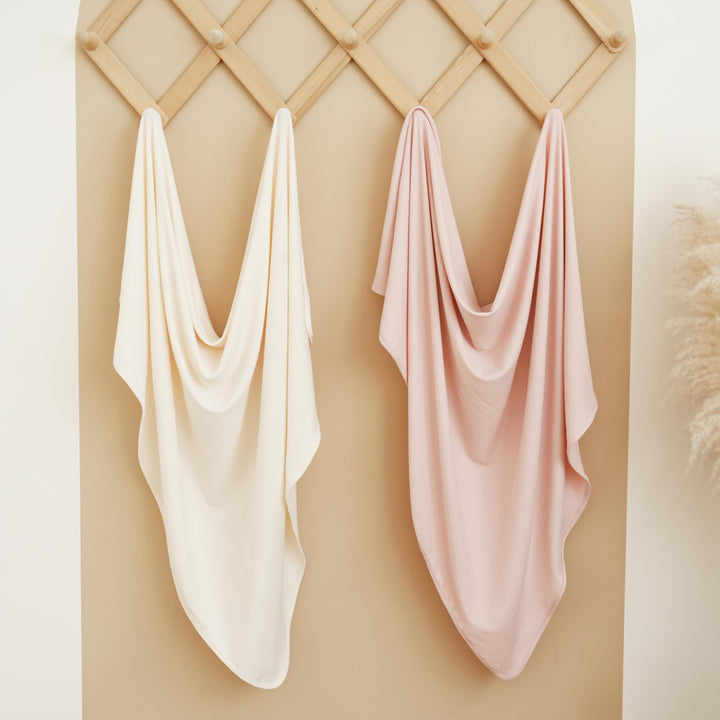 Konssy 2 Pack Ribbed Knit Swaddle Blankets for Baby Boys & Girls, 33"x42" Soft & Stretchy Knit, Lightweight & Cozy, for Swaddling, Receiving & Stroller, Newborn to Toddler