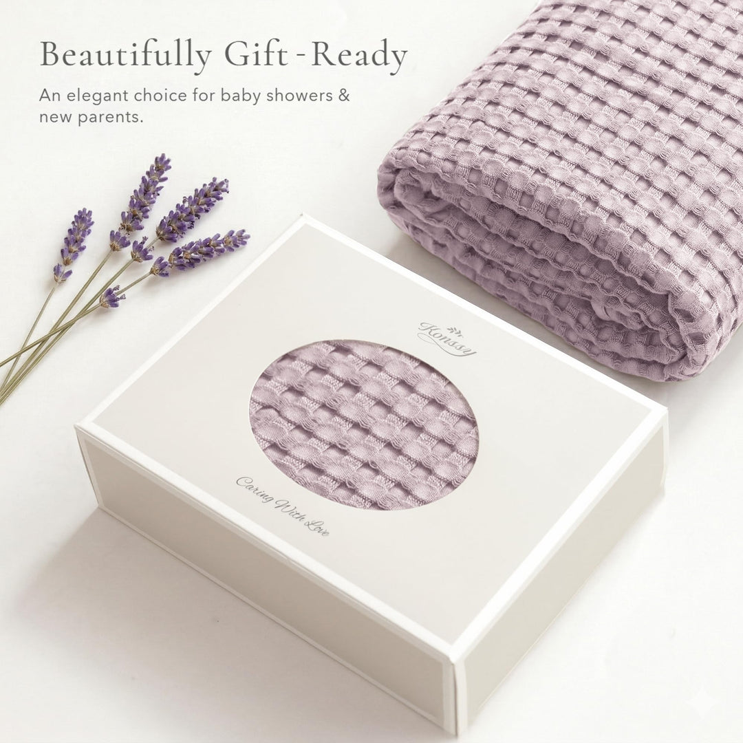 Konssy Waffle Baby Blanket for Boys & Girls, Soft Newborn Swaddle Blanket Waffle Knit, Cozy Crib Blanket Neutral for Nursery, Stroller & Toddler Bed, Machine Washable, 41" x 37"