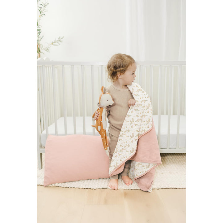 Konssy 100% Cotton Muslin Baby Blanket for Girls Boys, 40"x36" Soft & Lightweight, 4-Layer Muslin, for Receiving, Swaddling, Crib, Stroller & Nursery, Newborn to Toddler