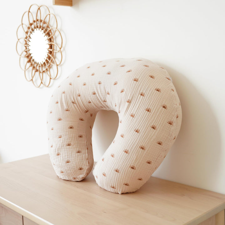 Konssy 2-Pack 100% Cotton Muslin Nursing Pillow Covers, Soft Cover for Baby Covers Only, Breastfeeding Pillows Slipcovers for Baby Boys & Girls, Hidden Zipper, Machine Washable,