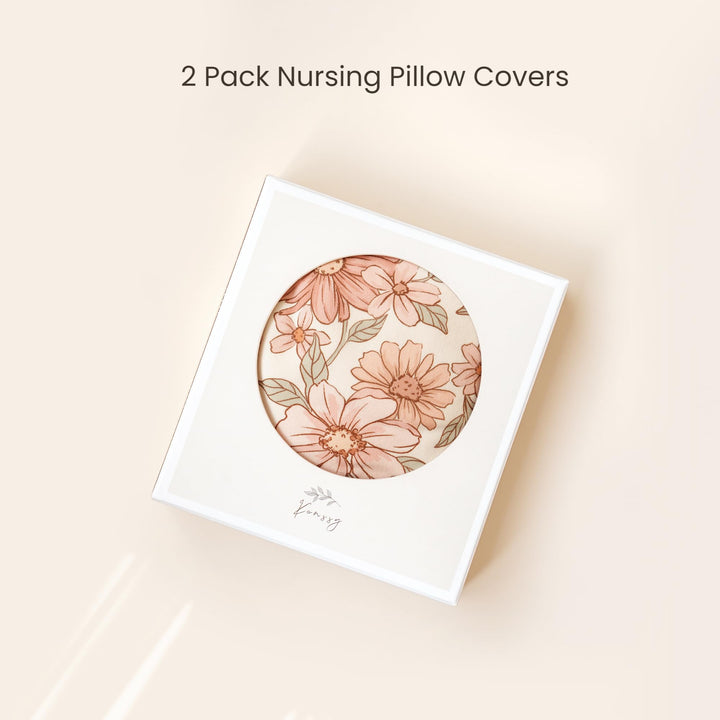 Konssy 2 Pack Nursing Pillow Covers, Soft Stretchy Cover for Breastfeeding Covers Only, Milk Silk Fabric, Breathable & Machine Washable, Slipcovers for Newborn Baby Boy Girl,