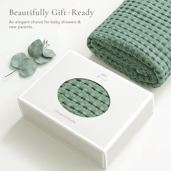 Konssy Waffle Baby Blanket for Boys & Girls, Soft Newborn Swaddle Blanket Waffle Knit, Cozy Crib Blanket Neutral for Nursery, Stroller & Toddler Bed, Machine Washable, 41" x 37"